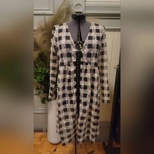 Checked lace babydoll dress